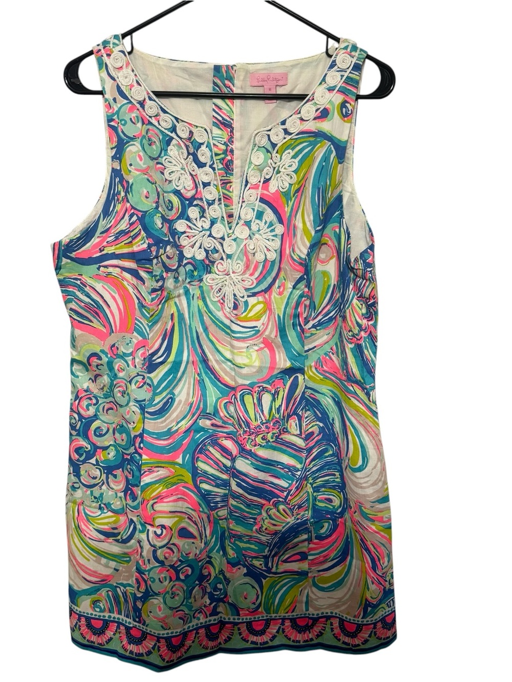 Lilly Pulitzer Multicolor Swirl Print Sleeveless Tank with Embroidered Neck